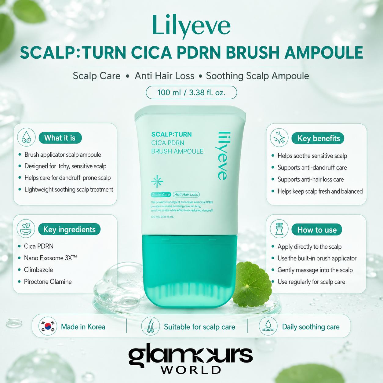 Lilyeve Scalp:Turn Cica PDRN Brush Ampoule